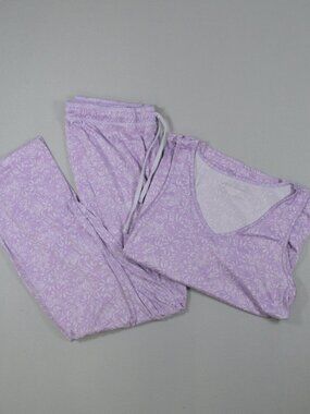 🌸 Eddie Bauer XL Lavender Floral Pajama Set Lounge Sleepwear Soft